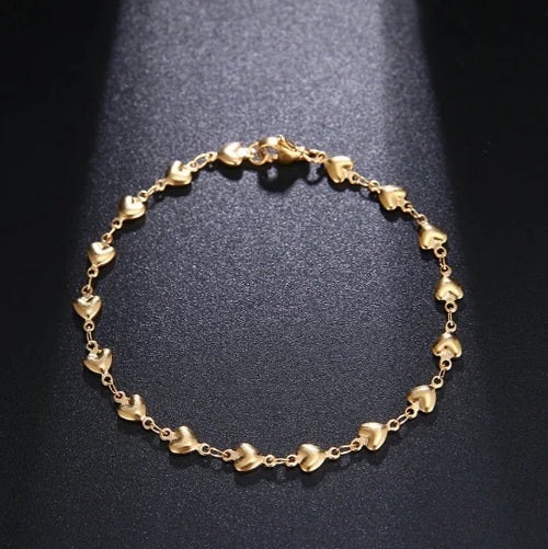 18K Gold Plated Multi Hearts Bracelet (One Piece)